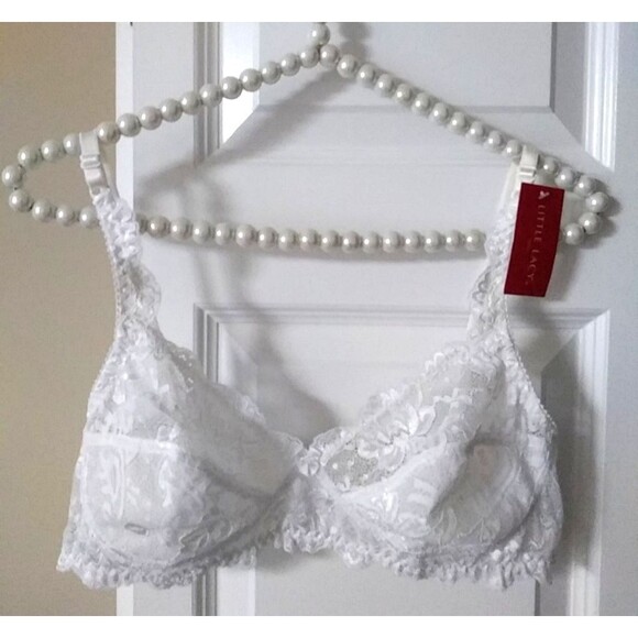 LITTLE LACY India Julia White Wire Free Lace Bra Bralette 38"/95 PVT Ltd NWT - Picture 11 of 12